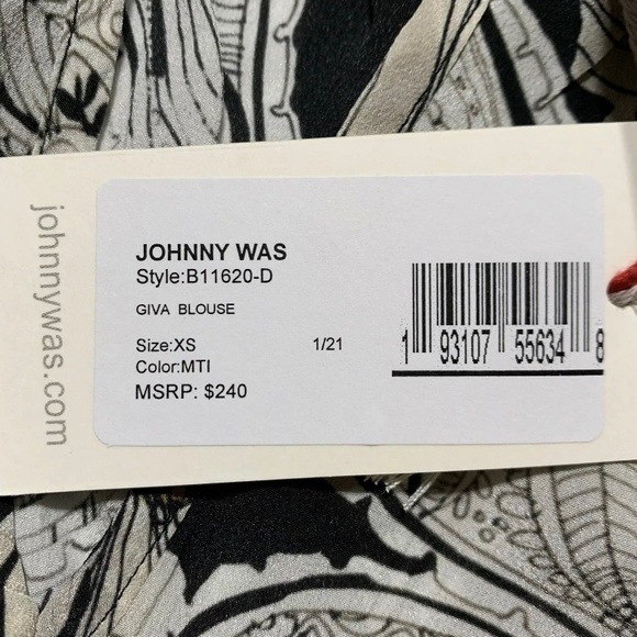 Biya by Johnny Was Giva Floral Blouse 100% Silk Size XS NWT - Picture 8 of 12